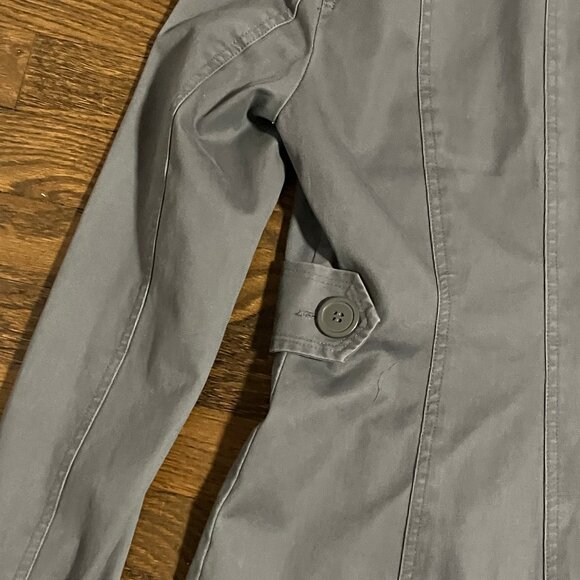 Divided H&M fitted gray twill Autumn Y2K retro vintage trench coat jacket XS 2 - Picture 7 of 9